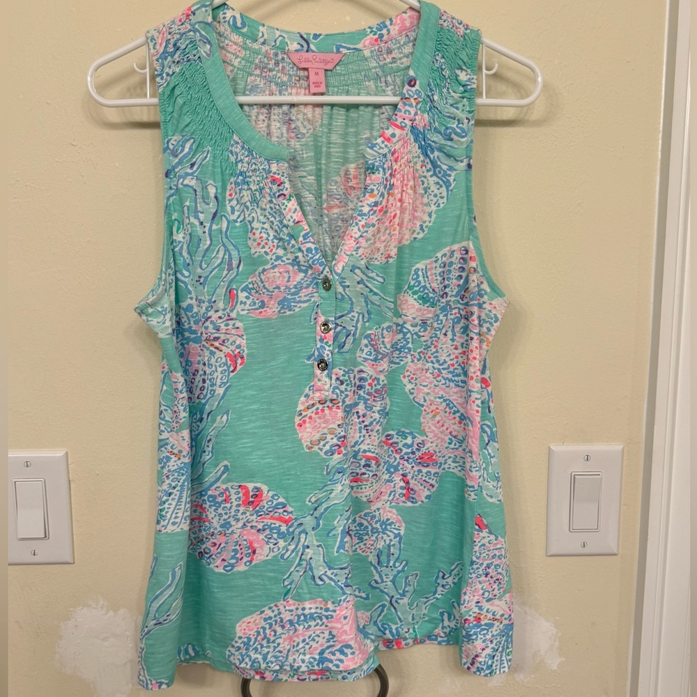 Lilly Pulitzer Women's Sleeveless Top - Green and Pink